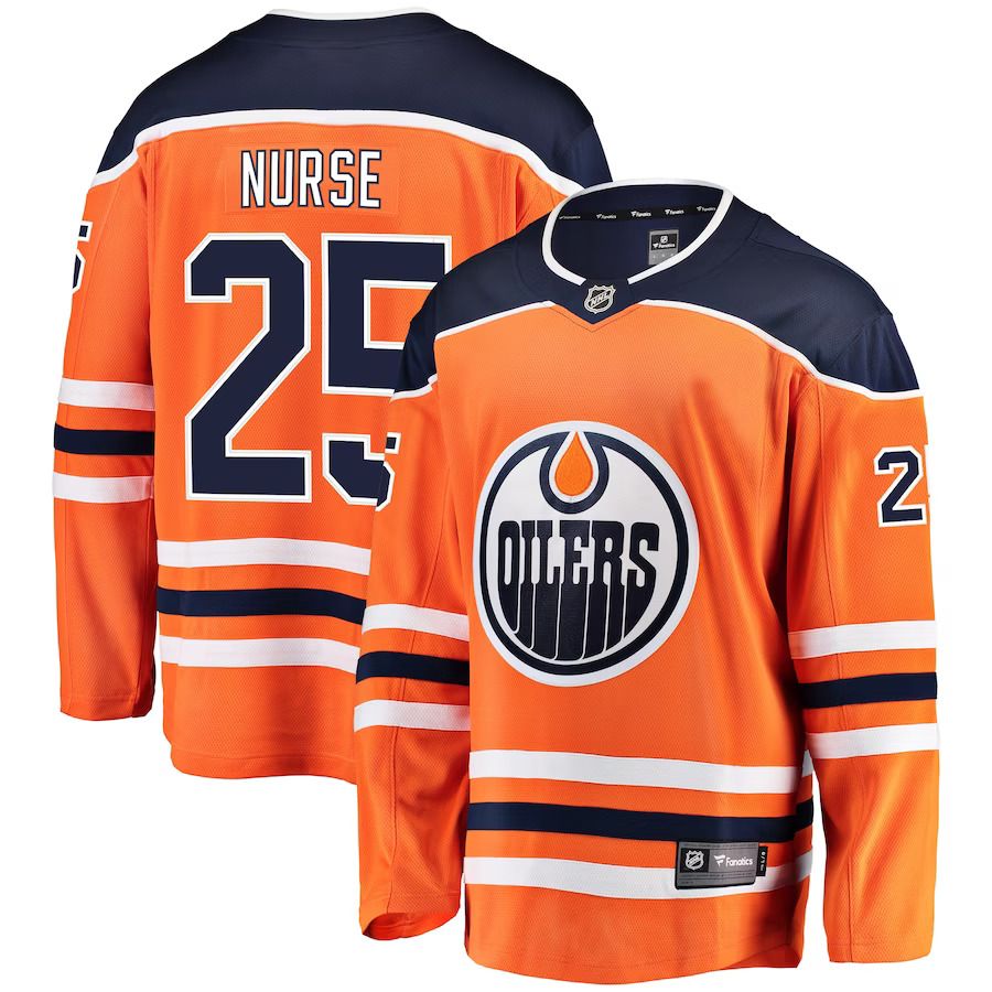 Men Edmonton Oilers #25 Darnell Nurse Fanatics Branded Orange Breakaway Player NHL Jersey